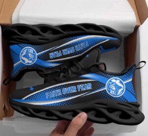 Jesus Faith Over Fear Blue Running Sneakers Christian Best Shoes for Men and Women 3