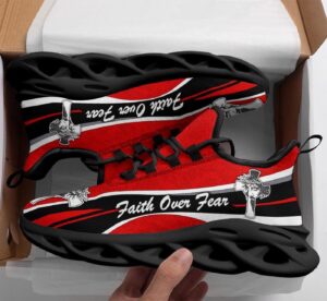 Jesus Faith Over Fear Running Shoes - Black Red Max Soul Sneakers for Men & Women 1