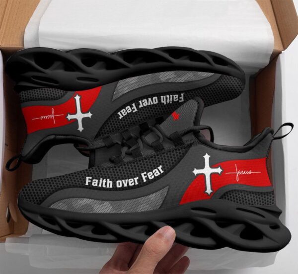 Christian Faith Over Fear Running Shoes Grey Max Soul Sneakers for Men & Women