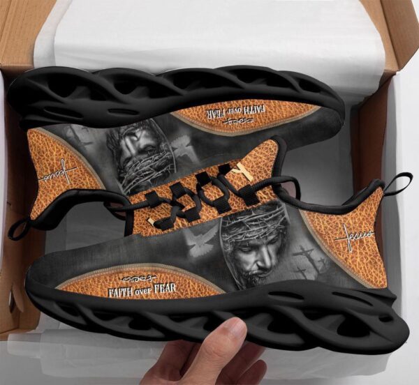 Faith Over Fear: Christian Yellow Running Shoes for Men and Women – Jesus Fashion Sneakers