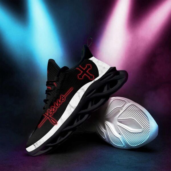 Jesus Men Of Faith Running Sneakers: Red Black Max Soul Shoes for Men and Women – Christian Fashion Shoes