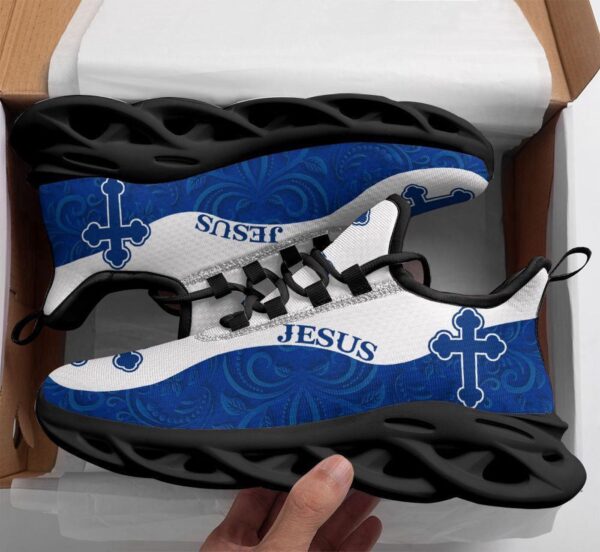 Jesus Fashion Blue White Running Shoes for Men and Women – Christian Best Max Soul Sneakers