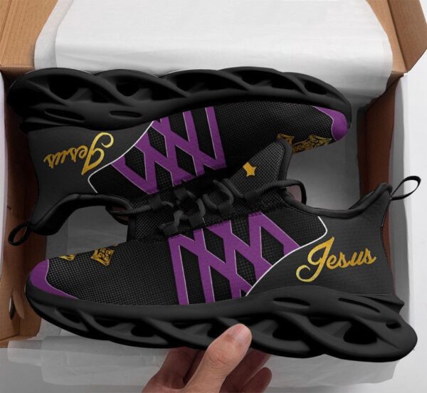 Jesus Purple Max Soul Running Sneakers – Christian Fashion Shoes for Men and Women