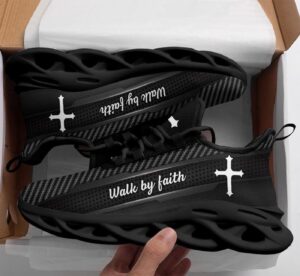 Jesus Walk By Faith Black Running Shoes - Best Christian Fashion Max Soul Shoes for Men and Women 3