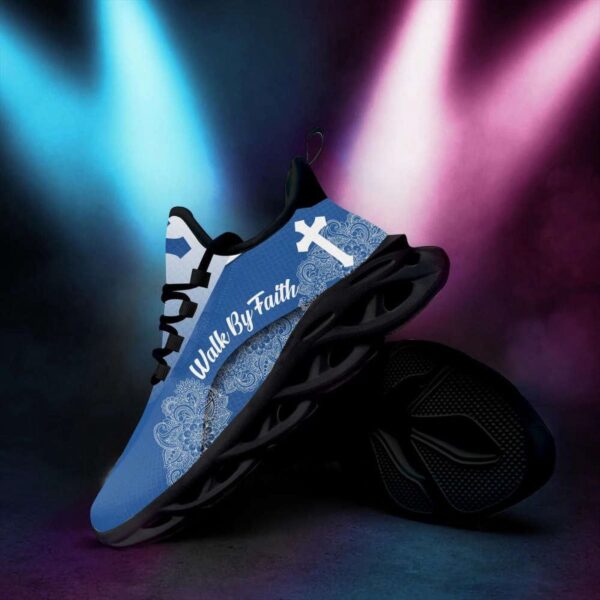 Jesus Walk By Faith Blue Running Shoes – Best Christian Max Soul Shoes for Men and Women