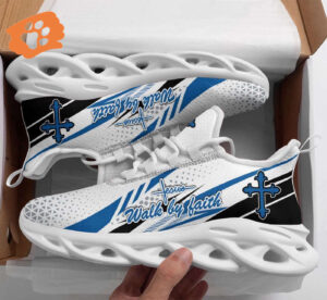 Jesus Walk By Faith Blue Running Sneakers: Christian Best Fashion Shoes for Men and Women