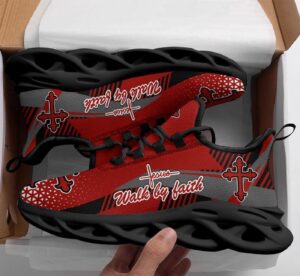 Jesus Walk By Faith Red Running Shoes: Best Christian Sneakers for Men and Women 1
