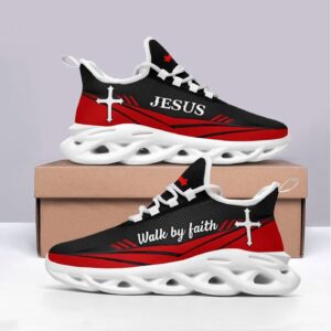 Jesus Walk By Faith Red Running Shoes - Christian Best Max Soul Shoes for Men and Women Jesus Fashion Shoes 1