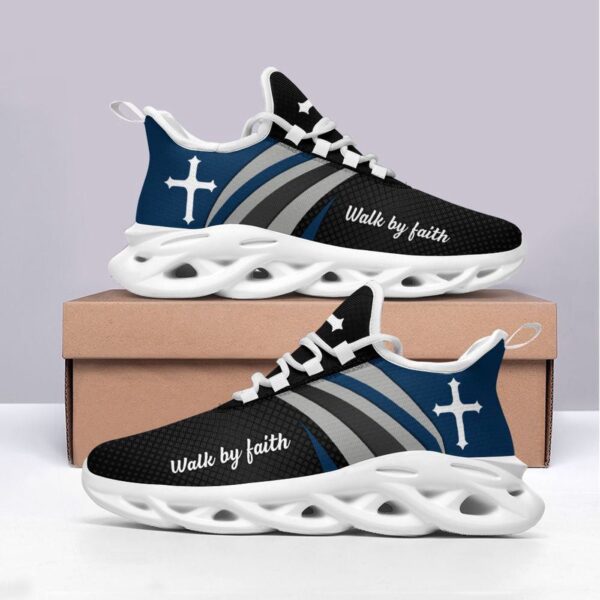 Jesus Walk By Faith Running Shoes – Max Soul Black Shoes for Men & Women – Christian Fashion