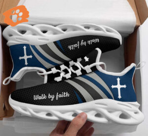 Jesus Walk By Faith Running Shoes - Max Soul Black Shoes for Men & Women - Christian Fashion