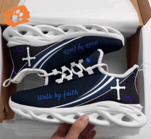 Jesus Walk By Faith Running Shoes: Men & Women s Christian Blue Sneakers