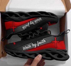 Jesus Walk By Faith Running Shoes - Red Sneakers for Men & Women - Jesus Fashion Shoes 1