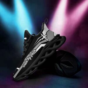 Jesus Walk By Faith Running Sneakers - Christian Best Black and White Shoes for Men and Women 3