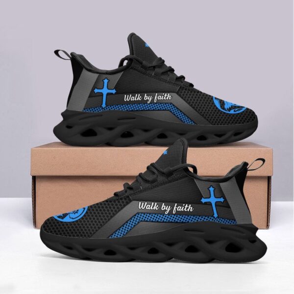 Jesus Walk By Faith Blue Max Soul Running Shoes for Men and Women – Christian Fashion Sneakers