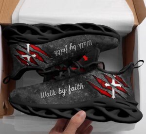 Jesus Walk By Faith Grey Running Sneakers: Best Christian Shoes for Men and Women - Jesus Fashion 3