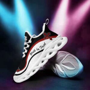 Jesus Walk By Faith Running Sneakers - White Black Max Soul Shoes for Men and Women 1