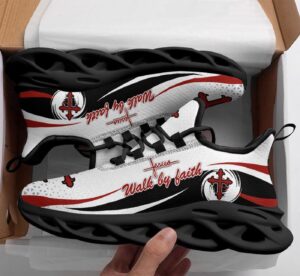 Jesus Walk By Faith Running Sneakers - White Max Soul Shoes for Men and Women 1