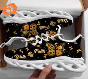 Jesus Yellow Butterfly Walk By Faith Running Shoes for Men and Women - Christian Best Max Soul Fashion Sneakers