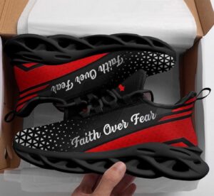 Red Jesus Faith Over Fear Running Shoes for Men and Women - Christian Best Max Soul Sneakers 1