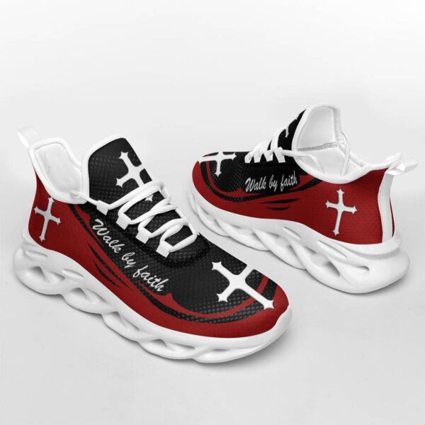 Red Jesus Walk By Faith Christ Sneakers – Christian Best Running Shoes for Men and Women