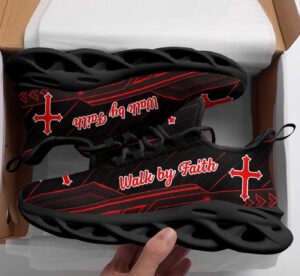 Red Jesus Walk By Faith Running Shoes: Best Christian Sneakers for Men & Women - Jesus Fashion Shoes 1