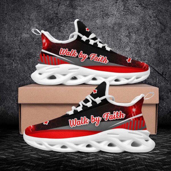 Red Jesus Walk By Faith Running Shoes – Christian Best Max Soul Shoes for Men and Women – Jesus Fashion Shoes