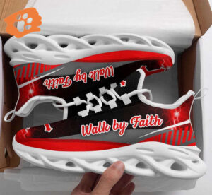 Red Jesus Walk By Faith Running Shoes - Christian Best Max Soul Shoes for Men and Women - Jesus Fashion Shoes