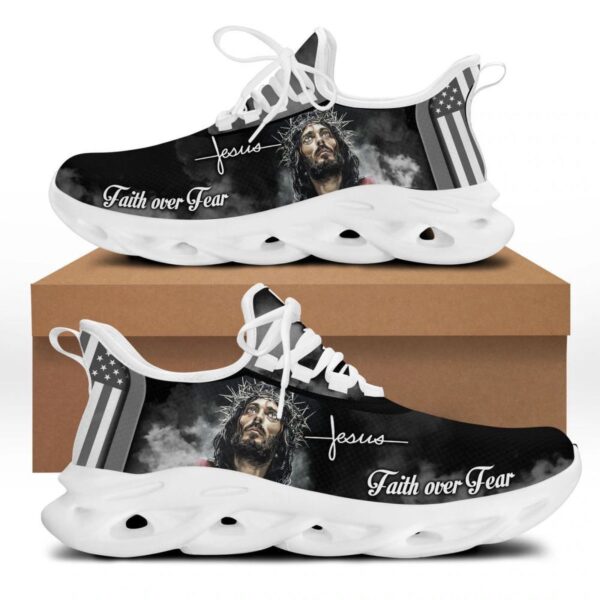 Faith Over Fear: Christian White & Black Jesus Running Sneakers for Men & Women