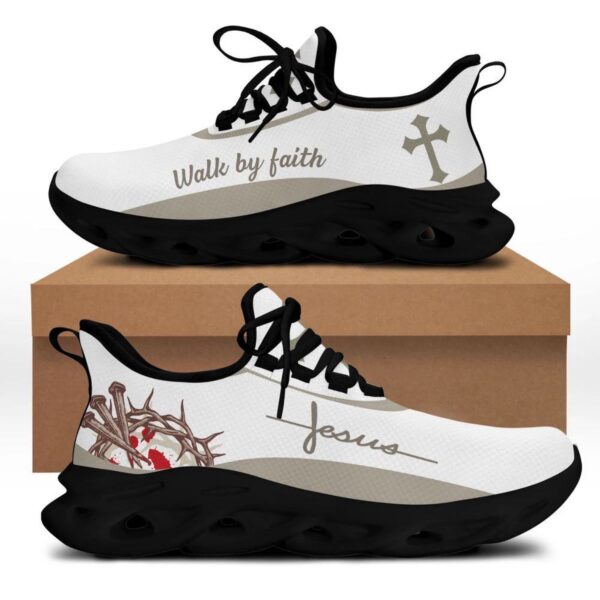 White Jesus Walk By Faith Running Sneakers Max Soul Shoes for Men and Women Christian Fashion Shoes