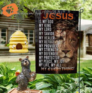 Christian Flag with Jesus & God is Love - Lion Garden & Faith American Flag Collection