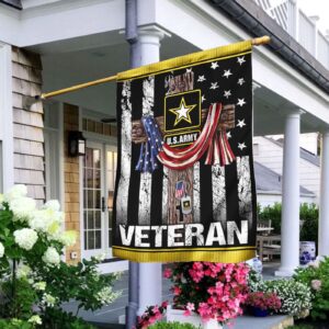 Christian Garden Flags: Jesus Cross US Army Veteran & Faith House Flags