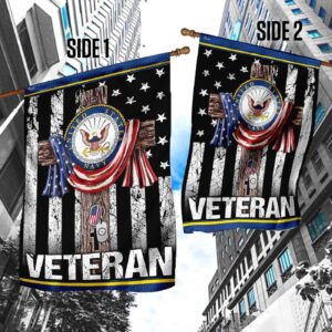 Christian Garden Flags: US Navy Veteran Cross Flag House Cross Faith Flag 1