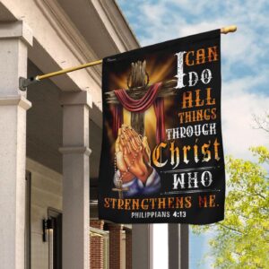 Faithful Christian Garden Flags: Jesus I Can Do All Things Through Christ & Cross Flag