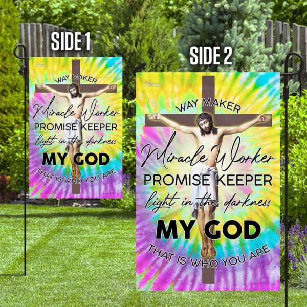 Christian Garden Flags: God Jesus Way Maker Hippie Flag Cross & Faith House Decor