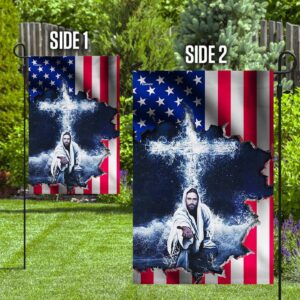 Christian Garden Flags: Jesus American Flag Christian House Flags Cross & Faith Flag 1