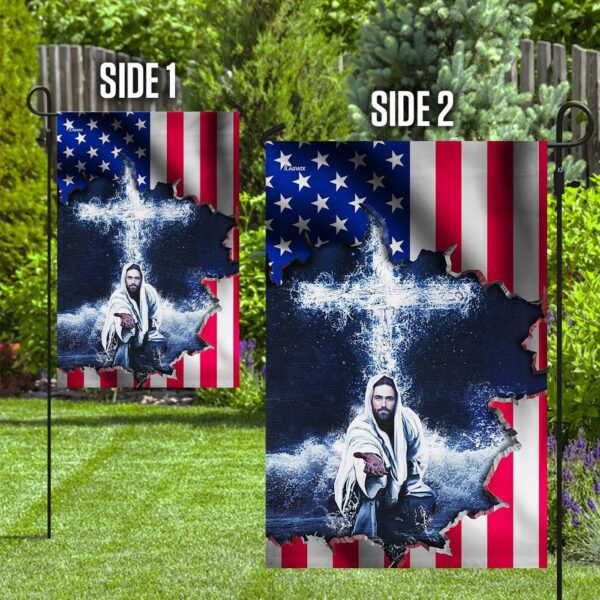 Christian Garden Flags: Jesus American Flag Christian House Flags Cross & Faith Flag