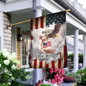 Christian Garden Flags - Jesus In God We Trust American Flag Cross & Faith Flags
