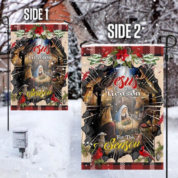 Christian Garden Flags: Jesus Is The Reason For The Season Cross & Faith Flag