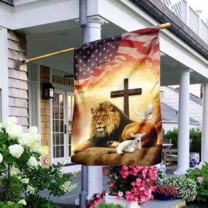 Christian Garden Flags: Jesus Lion Lamb Holy Spirit Cross House Faith Flag