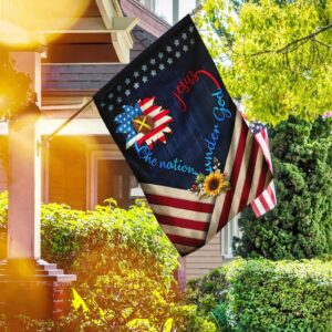 Christian Garden Flags: Jesus One Nation Under God Sunflower Flag Cross & Faith Designs