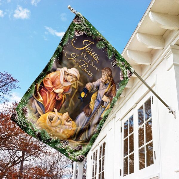 Christian Garden Flags: Jesus Our Savior Is Born Christian House & Cross Flag Faith Flag