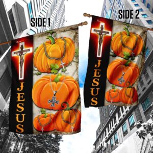 Christian Garden Flags: Jesus Pumpkin Cross & Faith Flags for Your Home 1