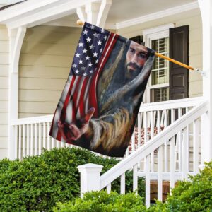 Christian Garden Flags: Jesus Take My Hand US Flag House Cross & Faith Flag 1