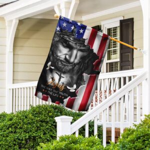 Christian Garden Flags: Jesus The Way The Truth The Life American Flag House Flags Cross & Faith Flag 1