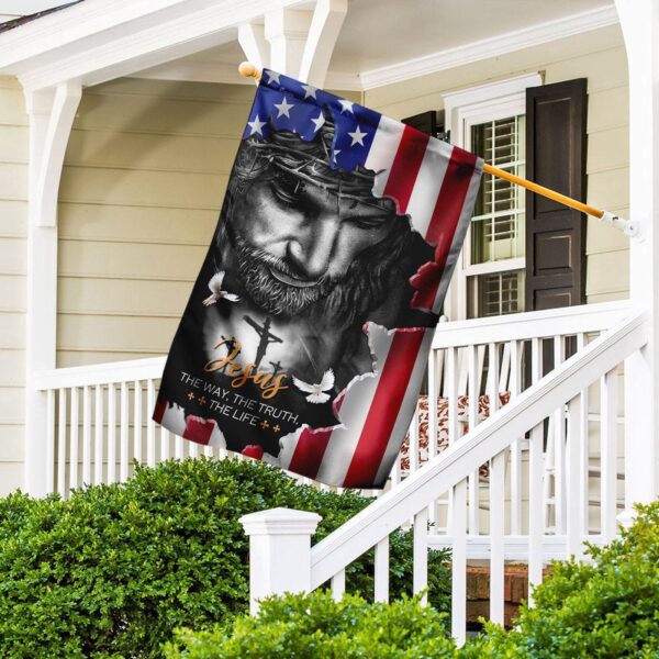 Christian Garden Flags: Jesus The Way The Truth The Life American Flag House Flags Cross & Faith Flag