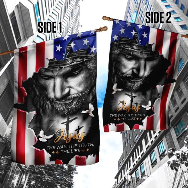 Christian Garden Flags: Jesus The Way The Truth The Life American Flag House Flags Cross & Faith Flag