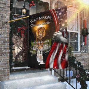 Christian Garden Flags: Jesus Way Maker Miracle Worker Promise Keeper Cross & Faith Flag