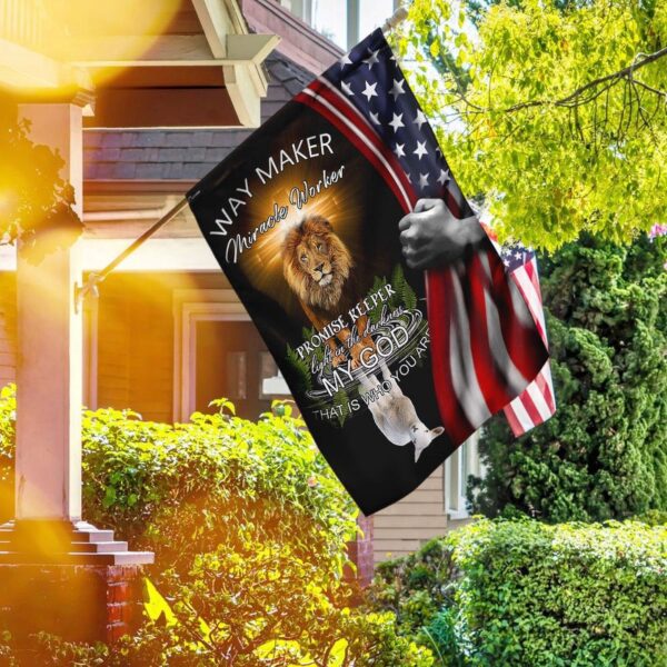 Christian Garden Flags: Jesus Way Maker Miracle Worker Promise Keeper Cross & Faith Flag