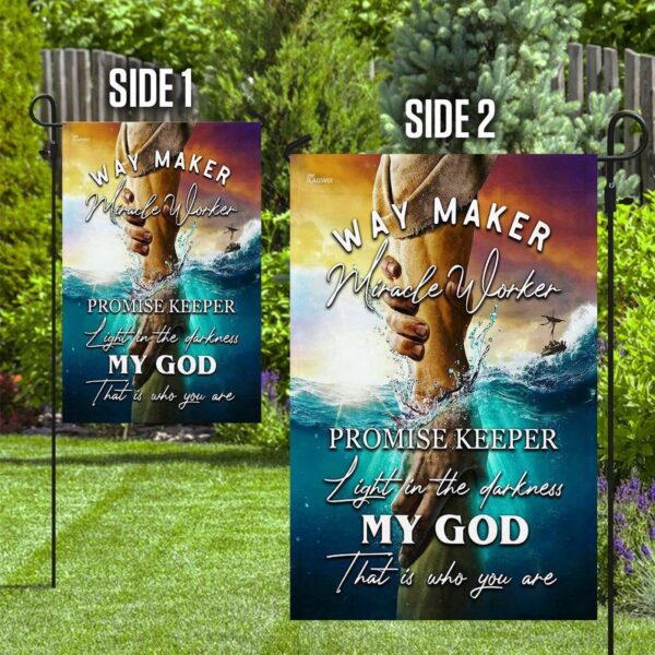 Christian Garden Flags: Jesus Way Maker Miracle Worker Promise Keeper Flag – Faith House Decor