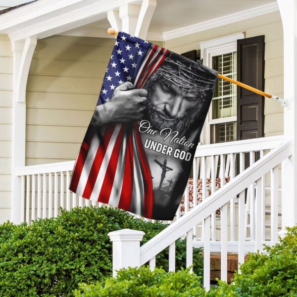 Christian Garden Flags: One Nation Under God Jesus Flag Christian House Flags Cross & Faith Flag